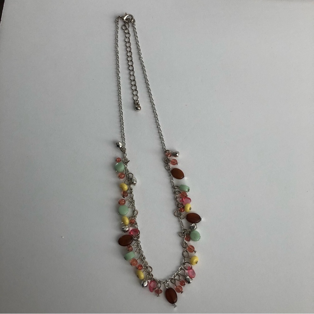 3/$15 Multi color Beaded and Silver Tone Chain Necklace Boho Style